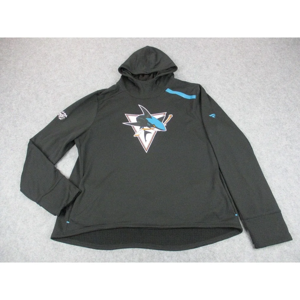 San Jose Sharks Hoodie Mens 2XL XXL Black Blue NHL Hockey Fanatics Pro Pullover